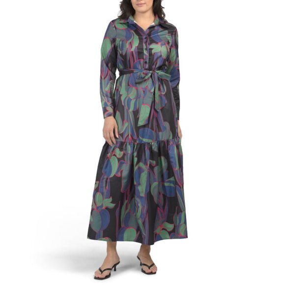 NANCY YANG Black/multi Tiered Maxi Dress